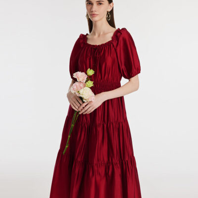 Tencel Ruffle Tiered Women Maxi Dress