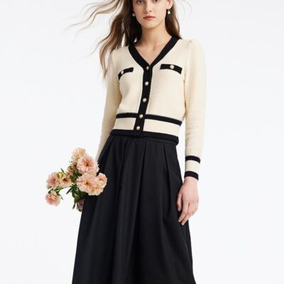 Classic Jacquard Cardigan And Skirt Two-Piece Set