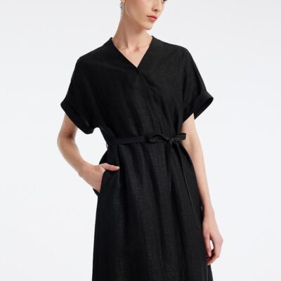 Xiang Yun Silk V-Neck Midi Dress