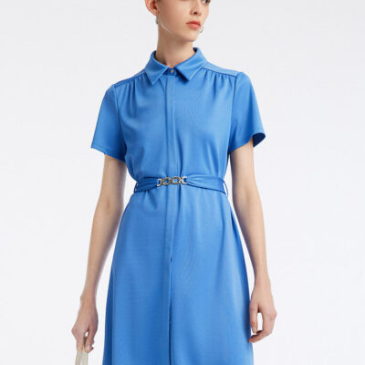 Acetate Knitted Women Shirt Dress