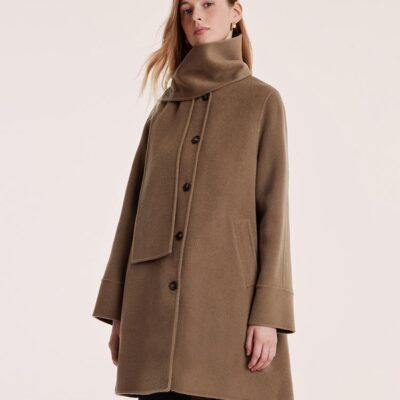 Tencel Wool Double-Faced Coat With Scarf