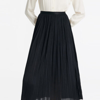 Pleated Women Half Skirt With Elastic Waistband