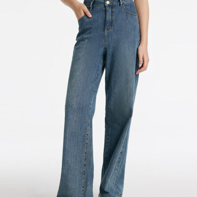 High-Waisted Loose Straight Full Length Women Jeans