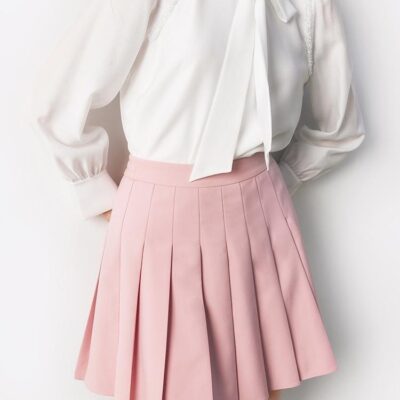 Pink Pleated Mini Skirt