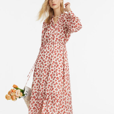 Bowknot Printed Women Midi Dress