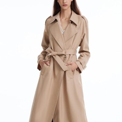 Worsted Woolen Trench Coat With Belt