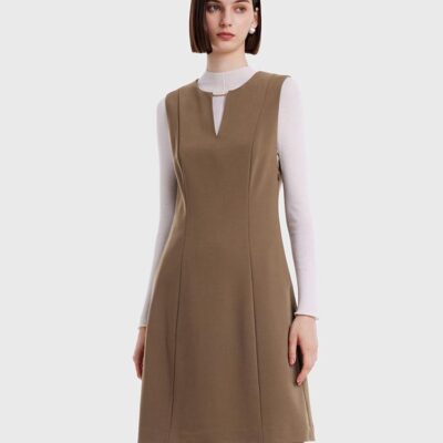 Double Layer Worsted Woolen Vest Dress