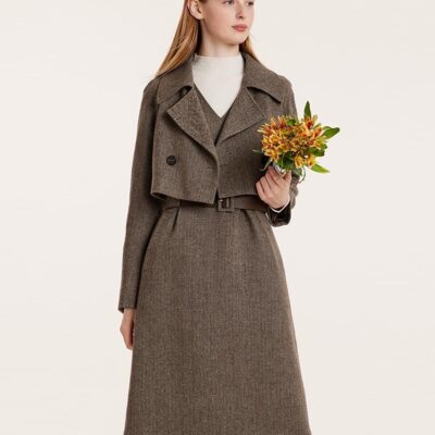 Washable Wool Crop Women Jacket And Vest Dress Suit