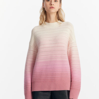 Gradient Colorblocked Mock Neck Women Sweater