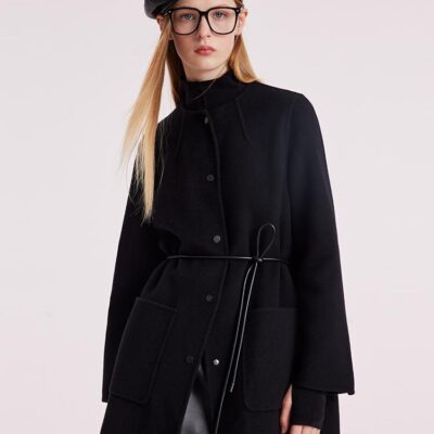 Tencel Wool Double-Faced Women Coat With Belt