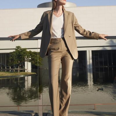 Single Button Lapel Collar Women Blazer