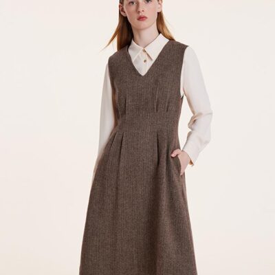 Washable Wool Vest Dress And Shirt Two-Piece Set