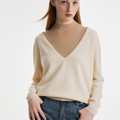 Seamless Woolen Women Sweater And Turtleneck Tank Top