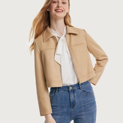 Short Faux Suede Women Jacket