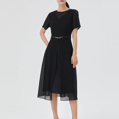 Triacetate And Silk Mesh Women Midi Dress