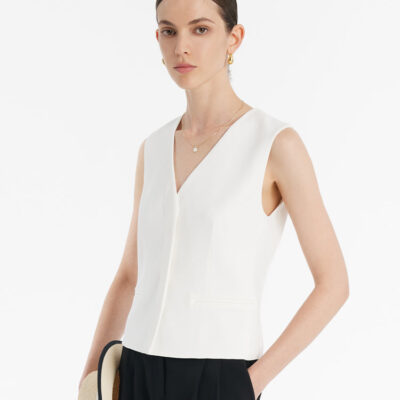 Triacetate Slim V-Neck Women Vest