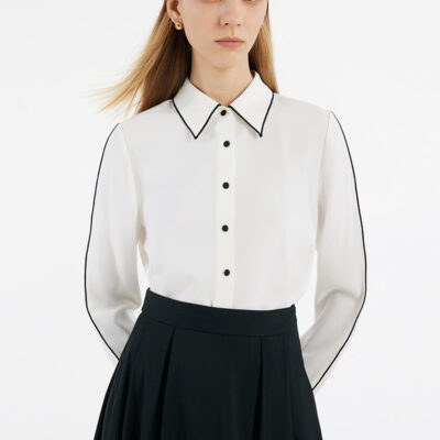 Contrast Trim Commute Women Shirt