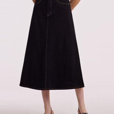 Black Denim A-Line Women Skirt