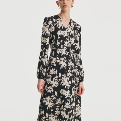 19 Momme Stretch Silk Printed Tea Break Midi Dress