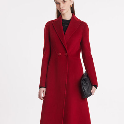 Double-Faced Wool And Silk Blend Lapel Women Coat