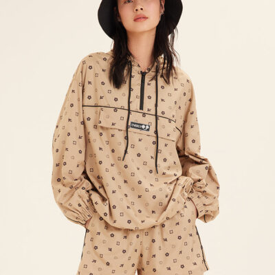 Sporty Printed Hoodie And Shorts Two-Piece Set