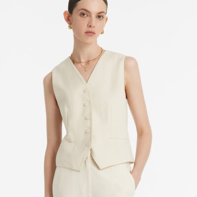 Worsted Wool Single-Breasted Women Vest