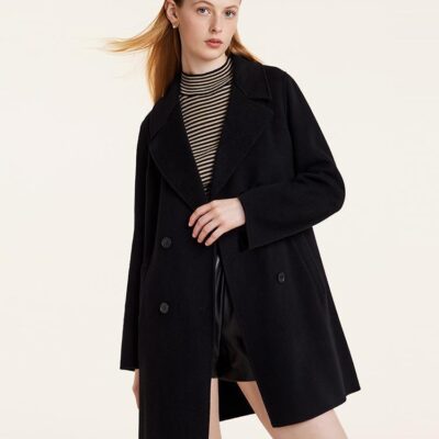 Wool And Cashmere Double-Faced Notched Lapel Women Coat