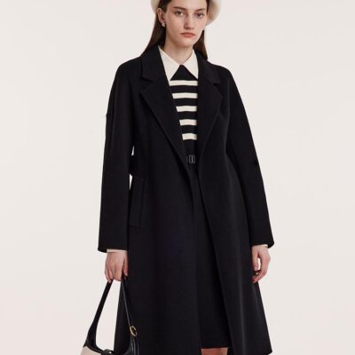 Pure Double-Faced Wool Notched Lapel Women Coat