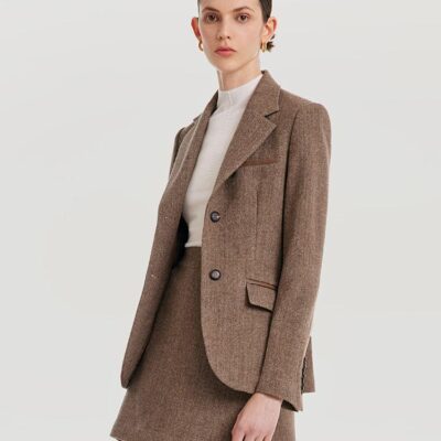 Washable Wool Split Leather Blazer