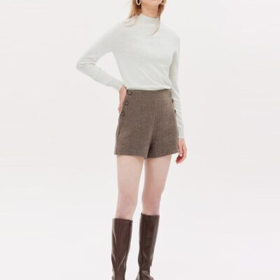 Brown Washable Wool Women Shorts