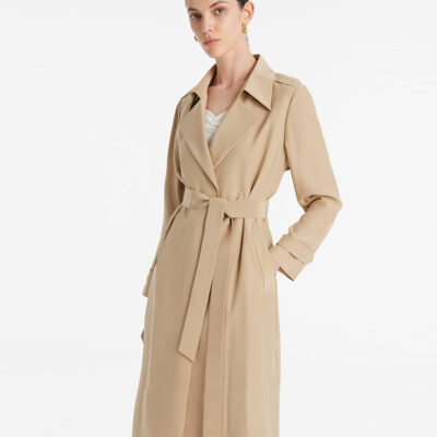 22 Momme Mulberry Silk Wrapped Women Trench Coat With Belt