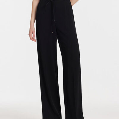 Triacetate High-Waisted Straight Women Pants With Rope Belt