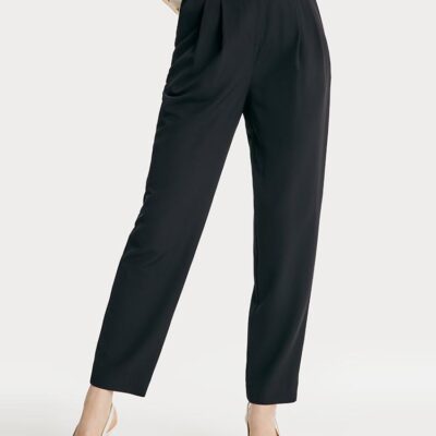 Black Ruched Narrow Leg Pants