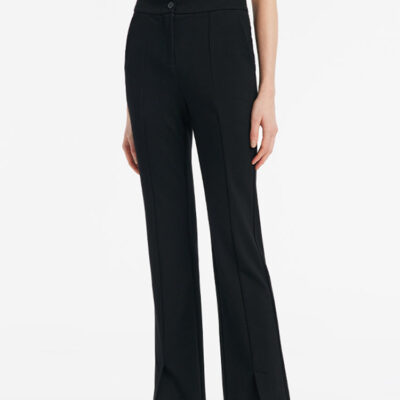 Mid-Rise Slit Micro-Flared Women Pants