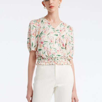 Silk Floral Loose Women Blouse