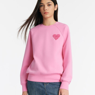 Heart-Shaped Embroidered Pullover Women Sweatshirt