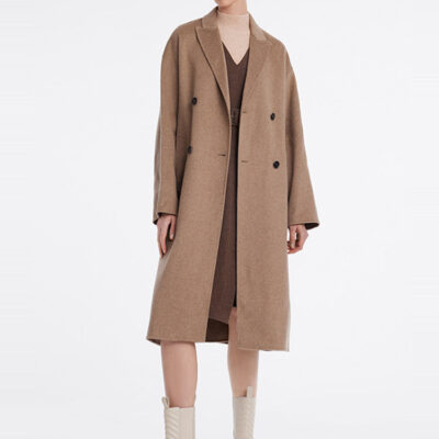 Pure Cashmere Double-Breasted Lapel Coat