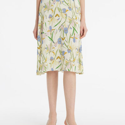 19 Momme Mulberry Silk Iris Printed Women Half Skirt