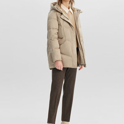 Camel Hooded Goose Down Garment