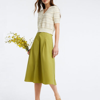 Tencel Woolen Knit Top And Half Women Skirt Two-Piece Set