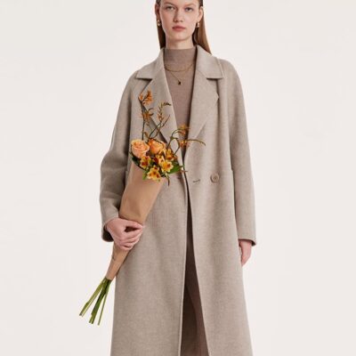 Wool Notched Lapel Double-Faced Women Coat