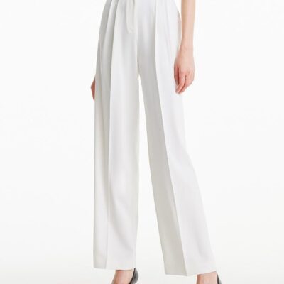 White Wide Leg Suit Pants