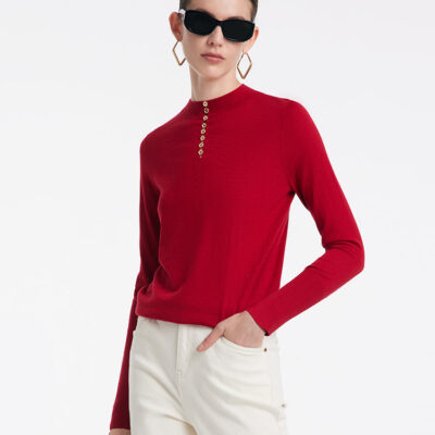 Mid-Collar Woolen Slim Women Sweater