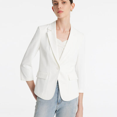 Slim One Button 3/4 Sleeves Women Blazer