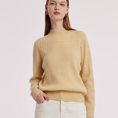 Wool Sequins Mock Neck Women Sweater