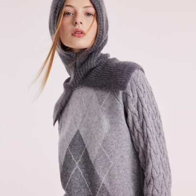 Grey Wool Jacquard Women Sweater