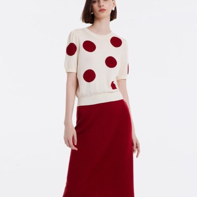 Tencel Jacquard Knitted Top And Women Skirt Two-piece Set