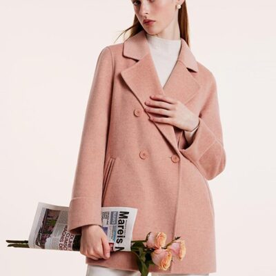 Pure Wool Mid-Length Notched Lapel Double-Faced Women Coat