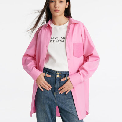 Pink Oversized Women Shirt