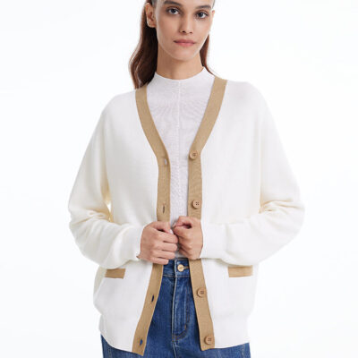 Single-Breasted Wool And Silk-Blend Women Cardigan